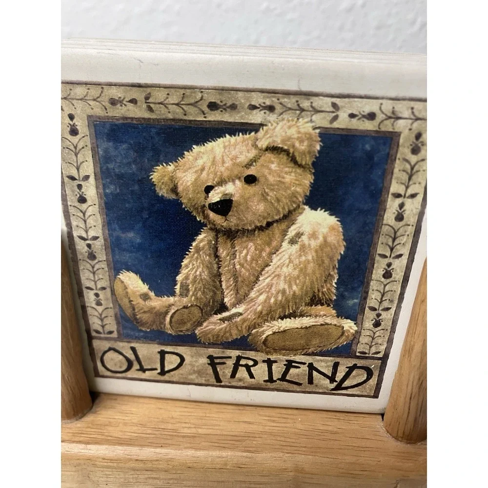 Boyds Bears AbsorbaStone Old Friend Coasters With Wooden Holder
